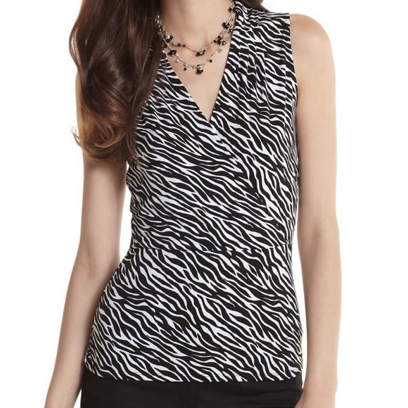 White House Black Market Tops - WHBM Zebra Print Tank Black & White Sz Small
